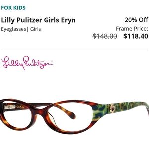 Lilly Pulitzer Eryn Girls Children Glasses Frames Preppy Camo Reptile